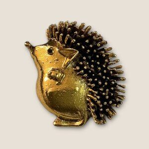 Vintage Gold-Tone Hedgehog Brooch Pin